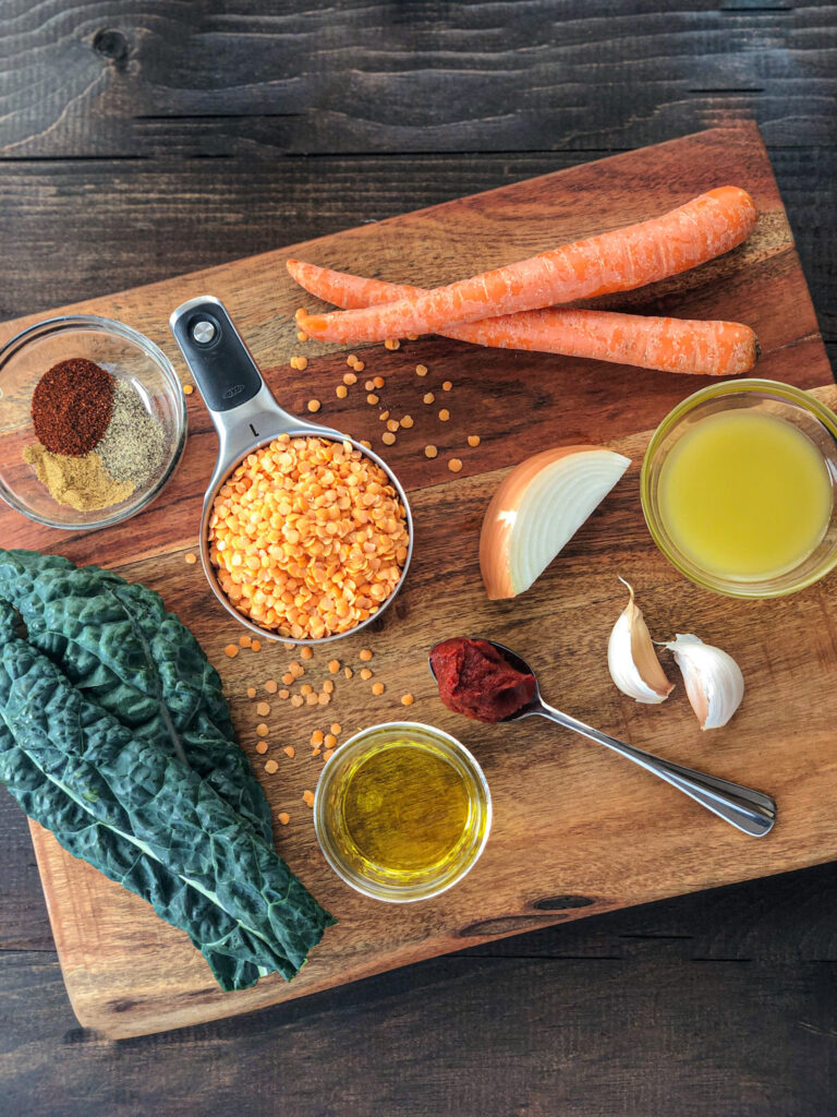 easy kale and red lentil soup