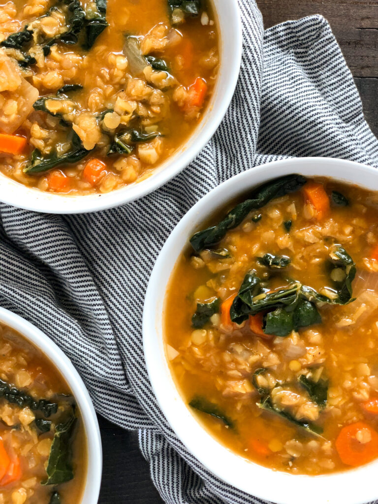 easy kale and red lentil soup